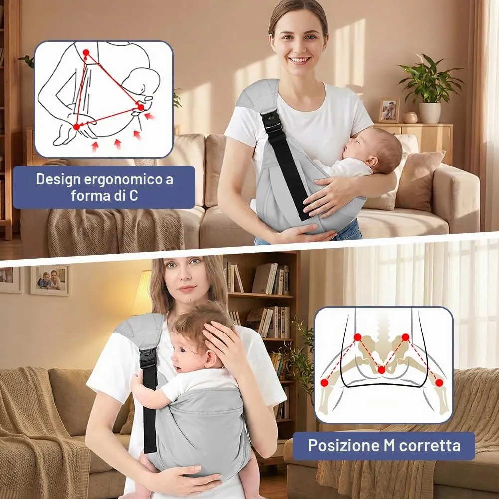 AYESY Marsupio Neonato 3-24 Mesi,Marsupio Neonato Regolabile con fibbia - immagine 5