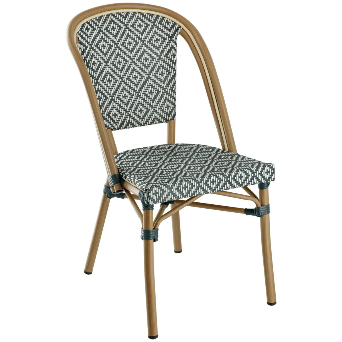 2x VEGA Sedia da esterno impilabile Ostera; 47x60x88 cm (LxPxH); grigio/blu/bianco; 2 pz. / Pacco - immagine 1