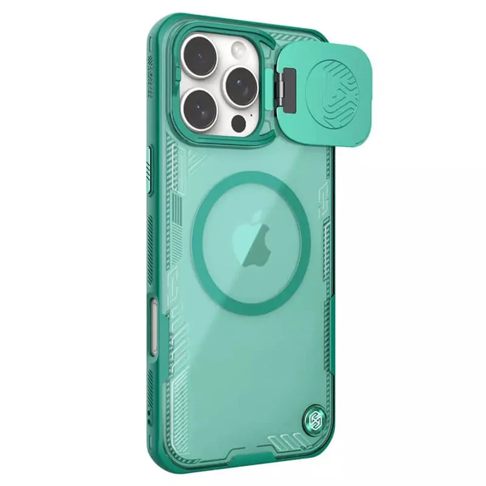 Custodia MagSafe per Apple iPhone 16 Pro Max, Nillkin, Iceblade Prop senza ritaglio per fotocamera, Verde - immagine 1