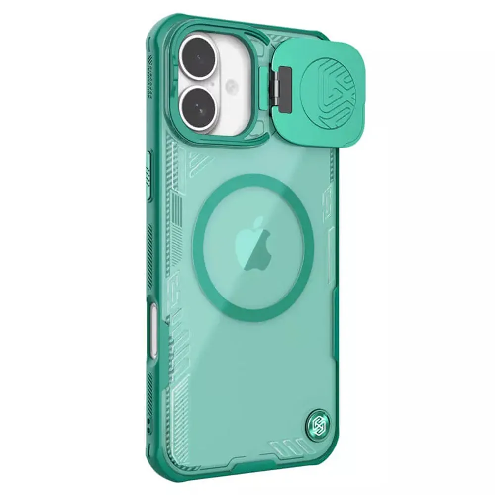 Custodia MagSafe per Apple iPhone 16 Plus, Nillkin, Iceblade Prop senza ritaglio per fotocamera, Verde - immagine 1