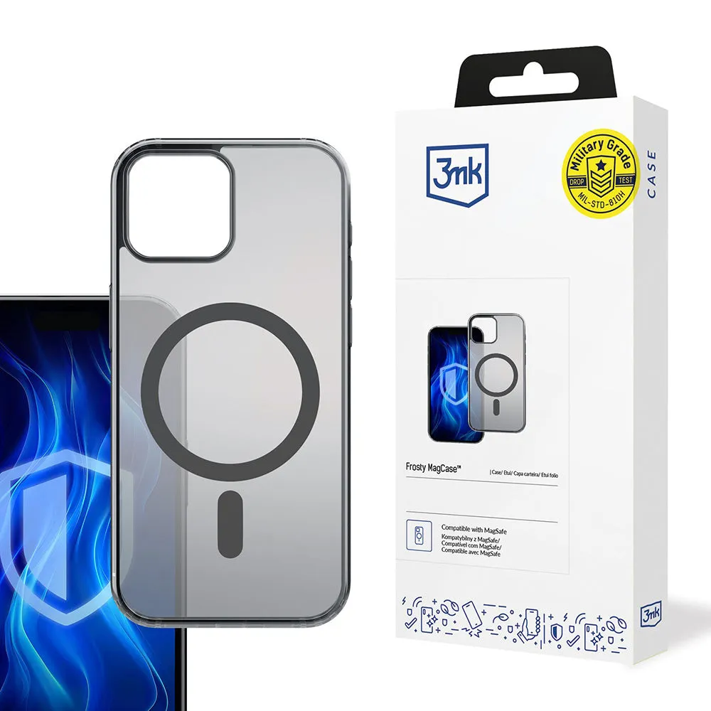 Custodia MagSafe per Apple iPhone 15, 3MK, Frosty MagCase, Nero Satinato - immagine 1