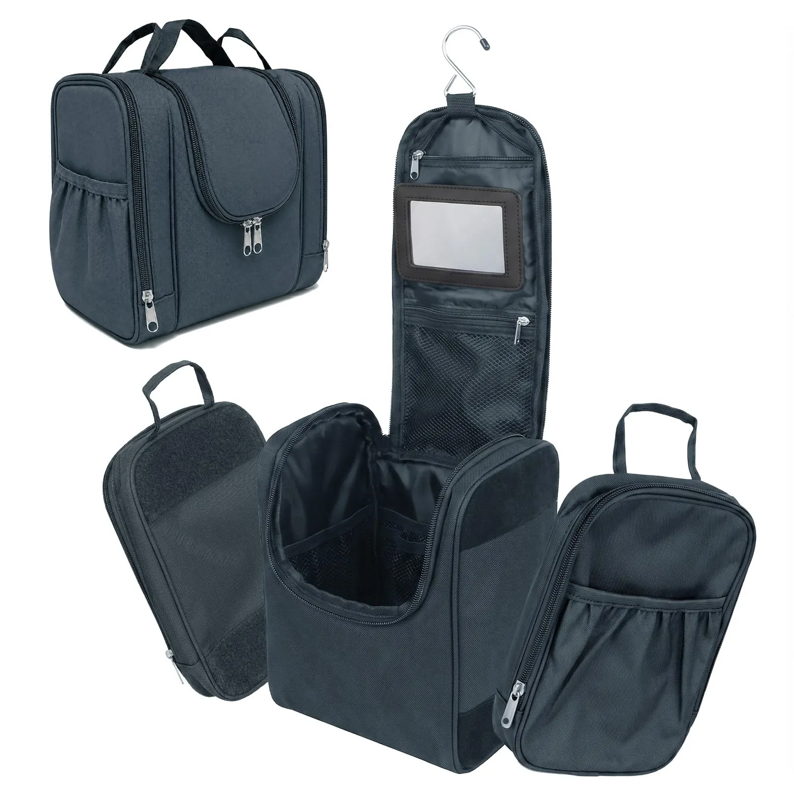 Borsa da toilette da appendere per uomini e donne, grigio, Minimalista - immagine 1