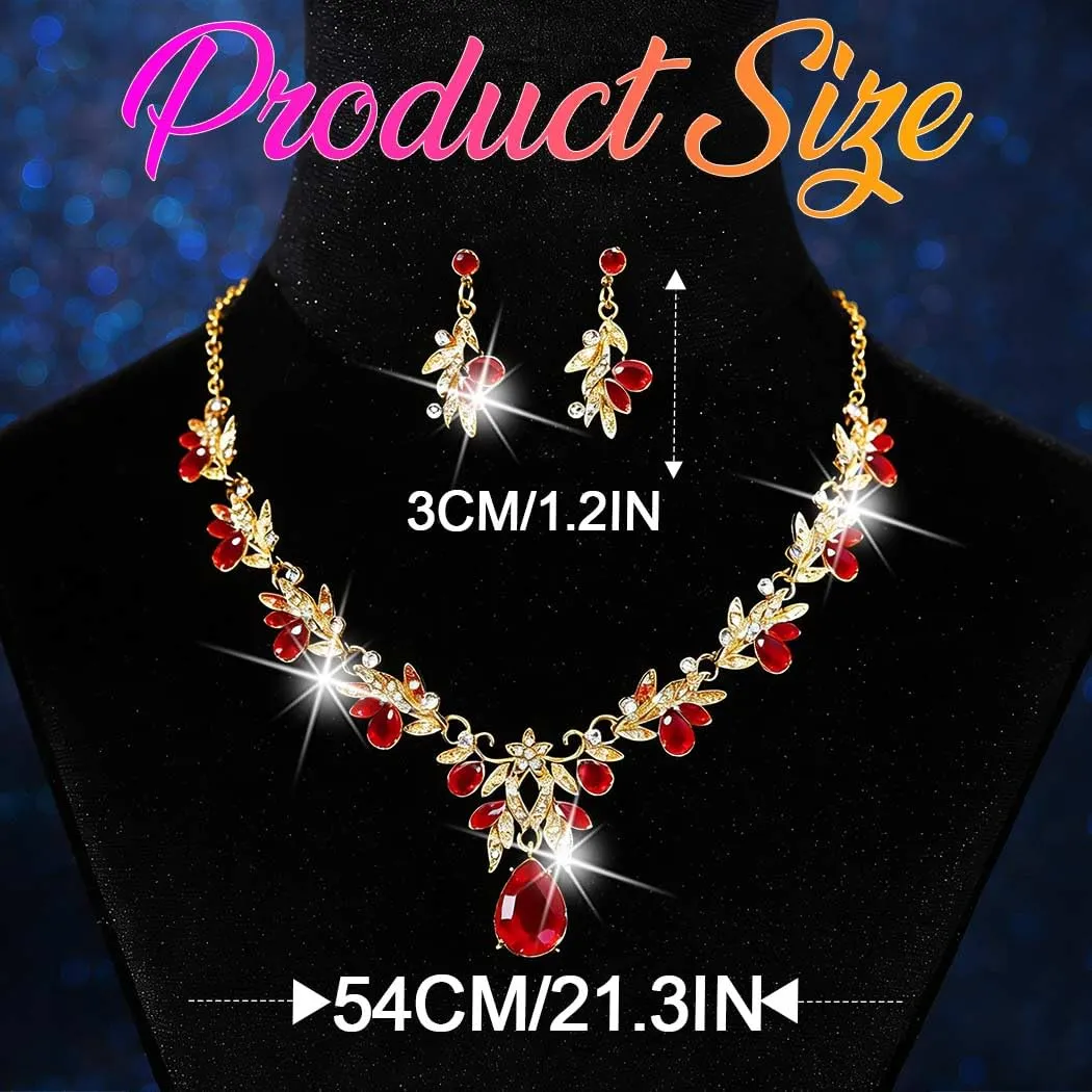 Fashband Set di gioielli da sposa con cristalli scintillanti, collana e orecchini, per feste e balli studenteschi, gioielli da donna, One Size, Cristallo, Nessuna pietra preziosa - immagine 4