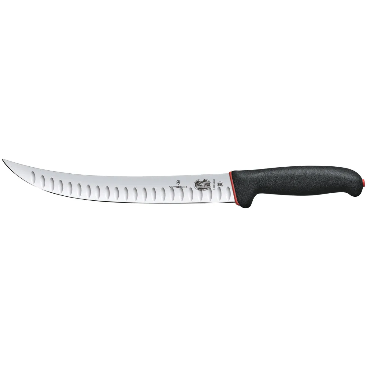 Victorinox Coltello da macellaio Fibrox Dual Grip lama alveolata curva; lunghezza lama 25 cm, 34 cm (L); argento/nero/rosso - immagine 1