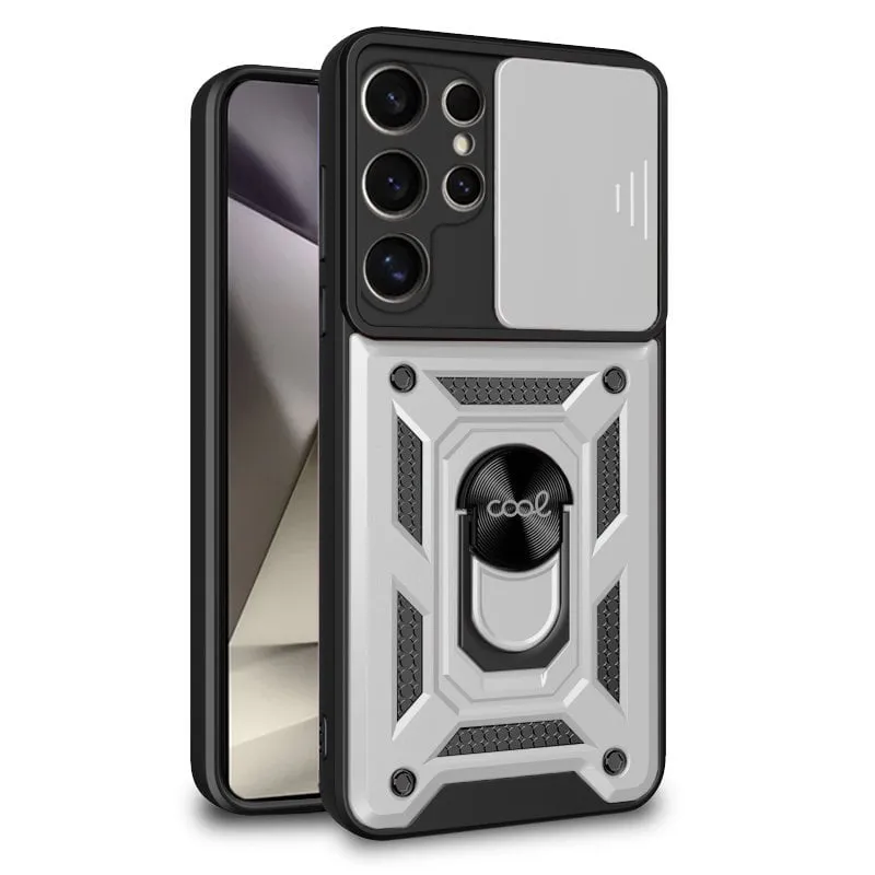 Custodia rigida COOL in argento con anello rigido per Samsung S928 Galaxy S24 Ultra - immagine 1
