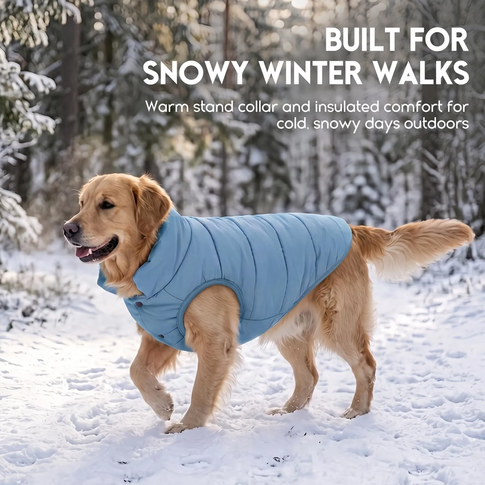 ASENKU Cappotto per Cane Grande Inverno impermeabile XXL, Fodera Calda, Apertura Guinzaglio, Giacca Cane Invernale, Labrador Golden Retriever Pastore Tedesco, Uscite Esterne Sulla Neve Tutto l'anno - immagine 7