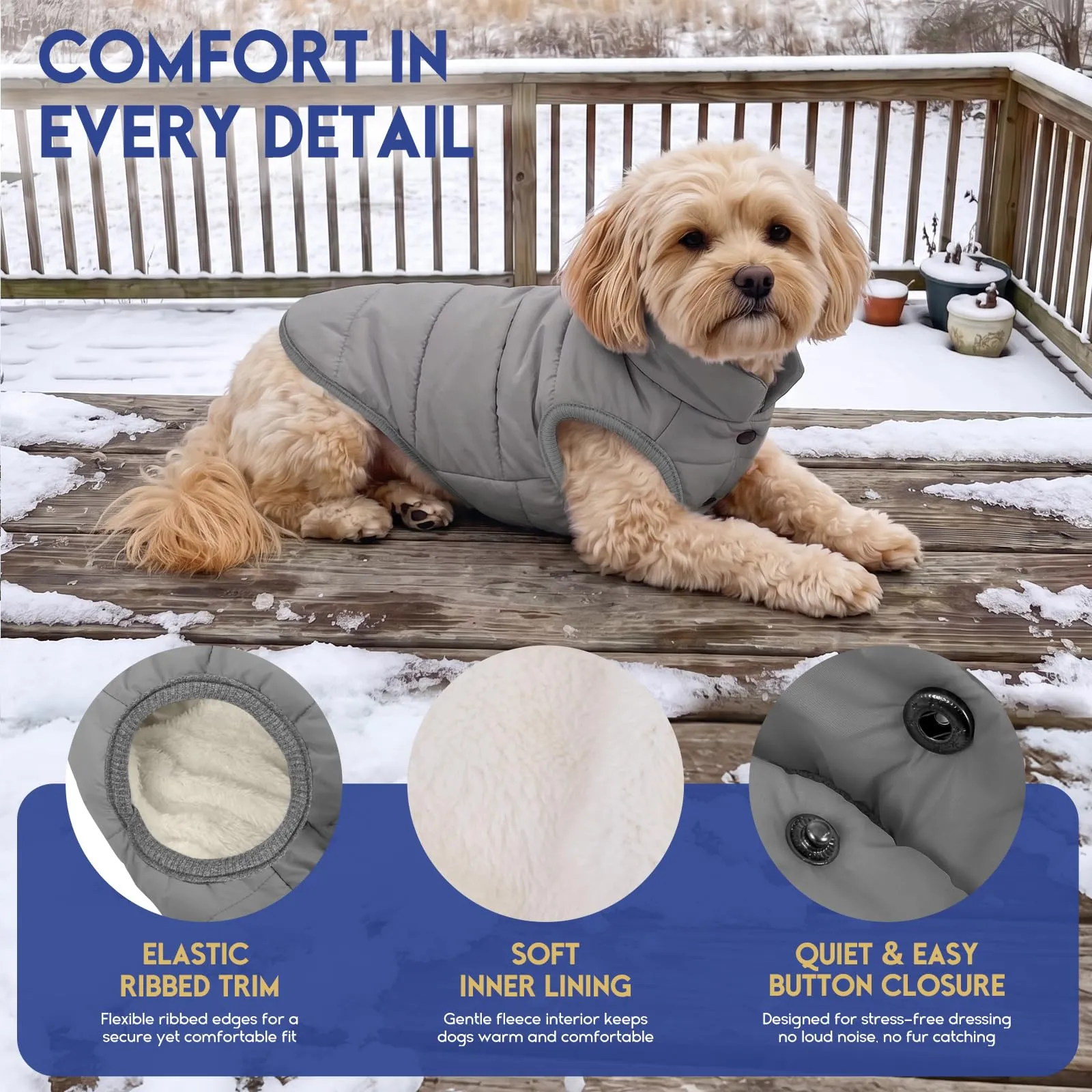 ASENKU Cappotto per Cane Grande Inverno impermeabile XL, Fodera Calda, Apertura Guinzaglio, Giacca Cane Invernale per Border Collie Husky Samoiedo, Uscite Esterne Sulla Neve Tutto l'anno - immagine 2