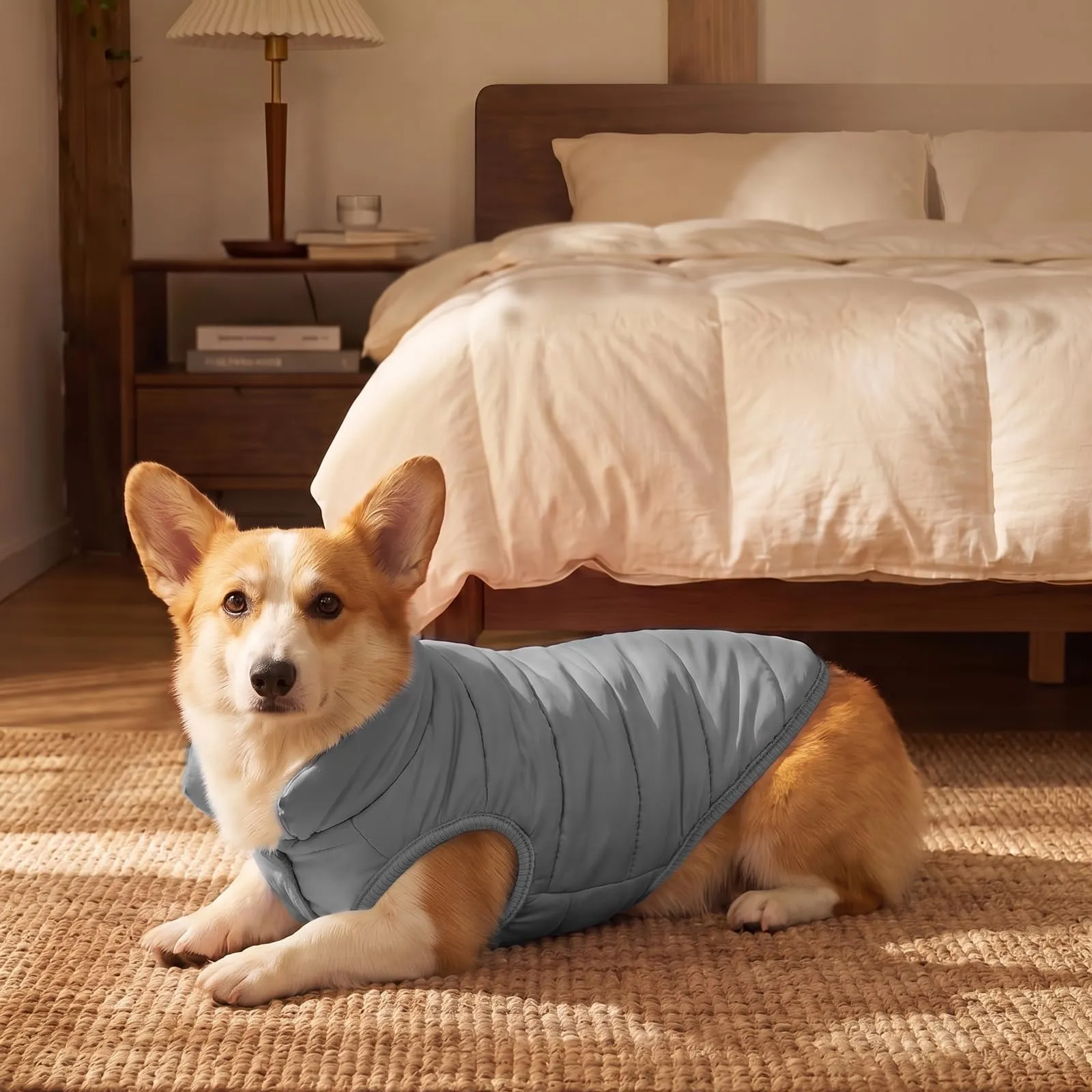 ASENKU Cappotto impermeabile Cane Inverno M, Fodera Polare Spessa, Bottoni Ventrali, Apertura Guinzaglio, Cappottino Cane Taglia Media per Bulldog Francese Corgi, Escursioni Boschive con Maltempo - immagine 7