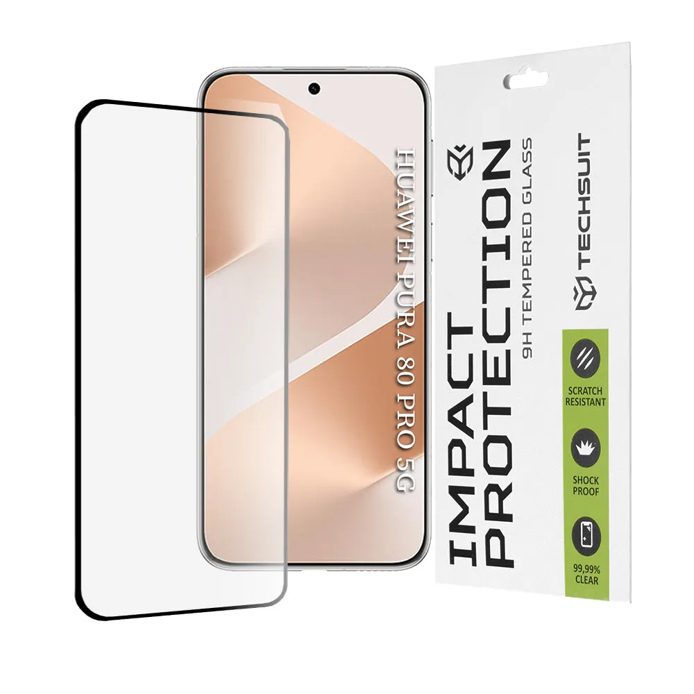 Pellicola Protettiva per Schermo Techsuit per Huawei Pura 80 Pro, Vetro Temperato, Full Glue, 111D, Nero - immagine 1
