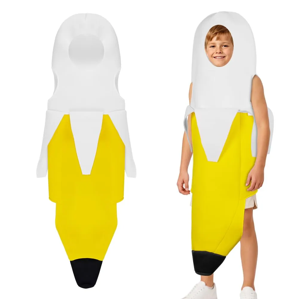 AYBUY Costume Banana per bambino, Costume divertente a forma di banana, Abbigliamento con banana sbucciata,Vestito Carnevale Frutta, per Uomo Donna Unisex, per feste a tema, Natale, cosplay,B - immagine 1