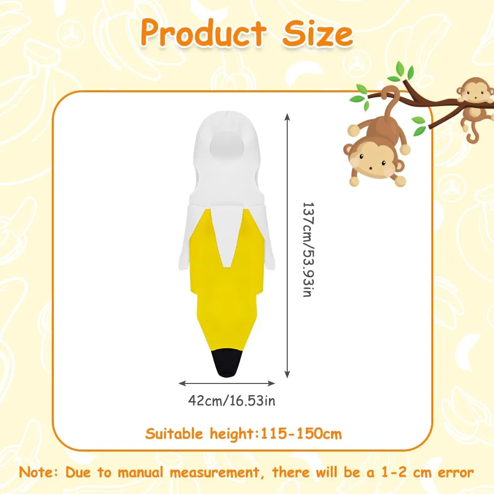 AYBUY Costume Banana per bambino, Costume divertente a forma di banana, Abbigliamento con banana sbucciata,Vestito Carnevale Frutta, per Uomo Donna Unisex, per feste a tema, Natale, cosplay,B - immagine 2