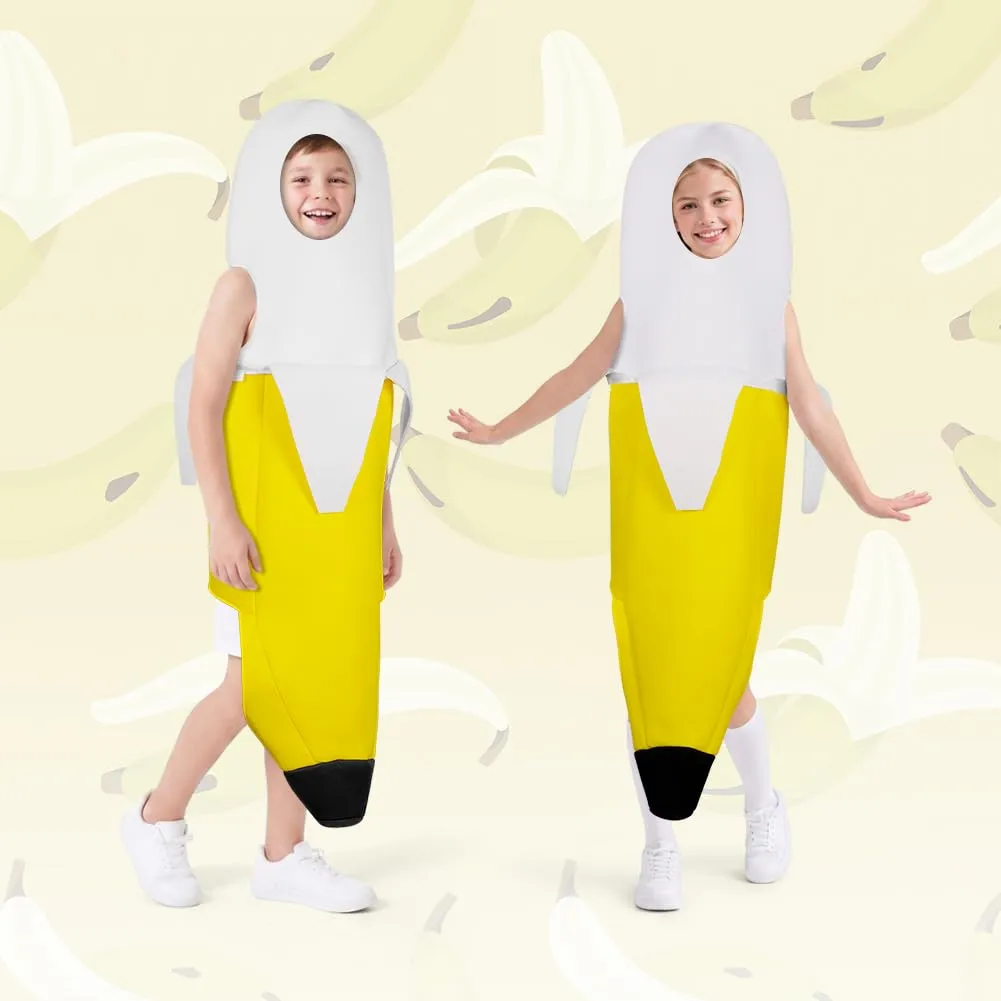 AYBUY Costume Banana per bambino, Costume divertente a forma di banana, Abbigliamento con banana sbucciata,Vestito Carnevale Frutta, per Uomo Donna Unisex, per feste a tema, Natale, cosplay,B - immagine 4