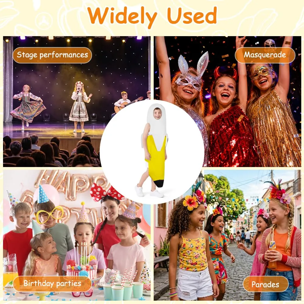 AYBUY Costume Banana per bambino, Costume divertente a forma di banana, Abbigliamento con banana sbucciata,Vestito Carnevale Frutta, per Uomo Donna Unisex, per feste a tema, Natale, cosplay,B - immagine 7