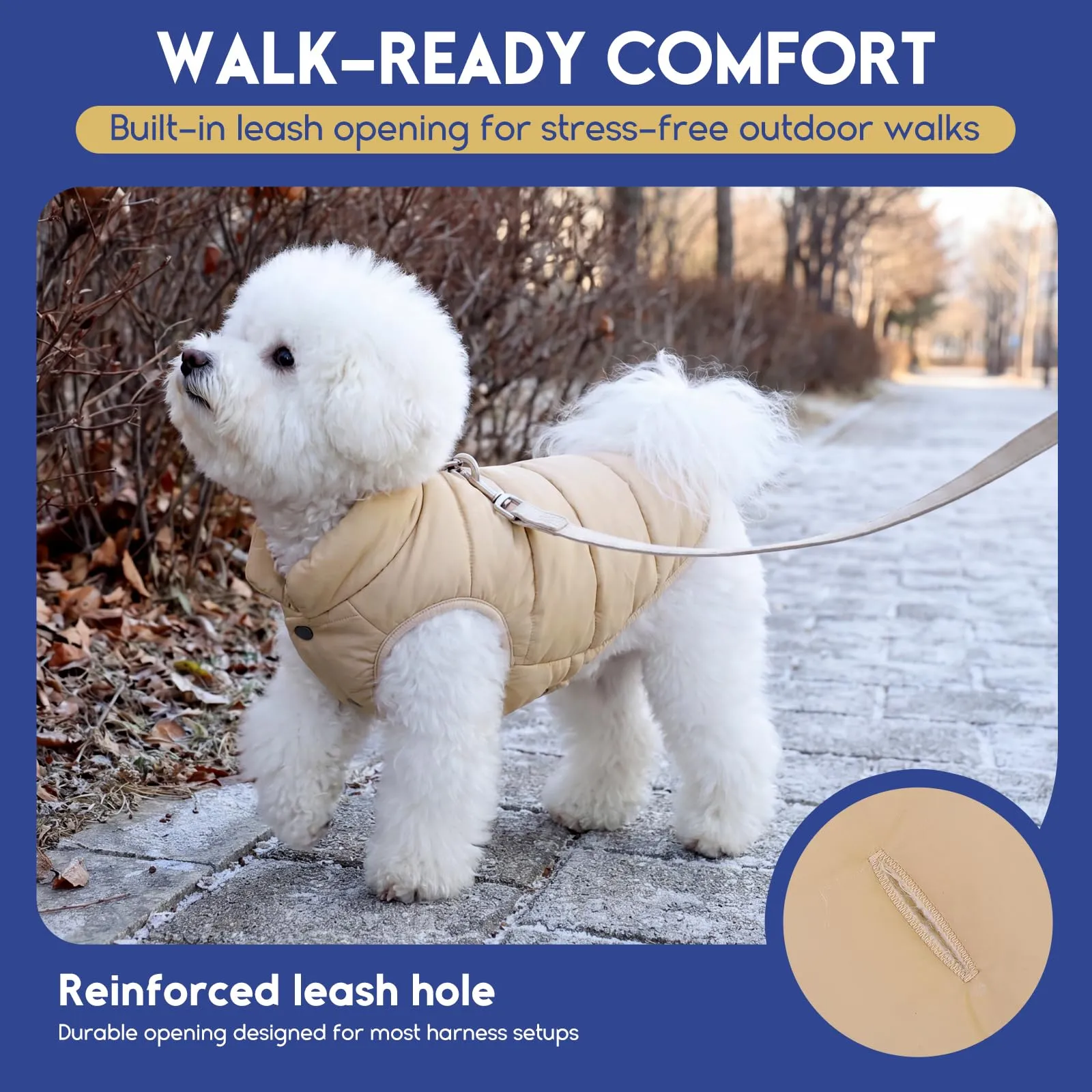ASENKU Cappotto Inverno per Cane Taglia Piccola XS, Impermeabile & Fodera Polare Artica, Bottoni Ventre e Apertura Guinzaglio, Bordi Rinforzati, per Chihuahua Pomerania, Passeggiate Città Pioggia Neve - immagine 4