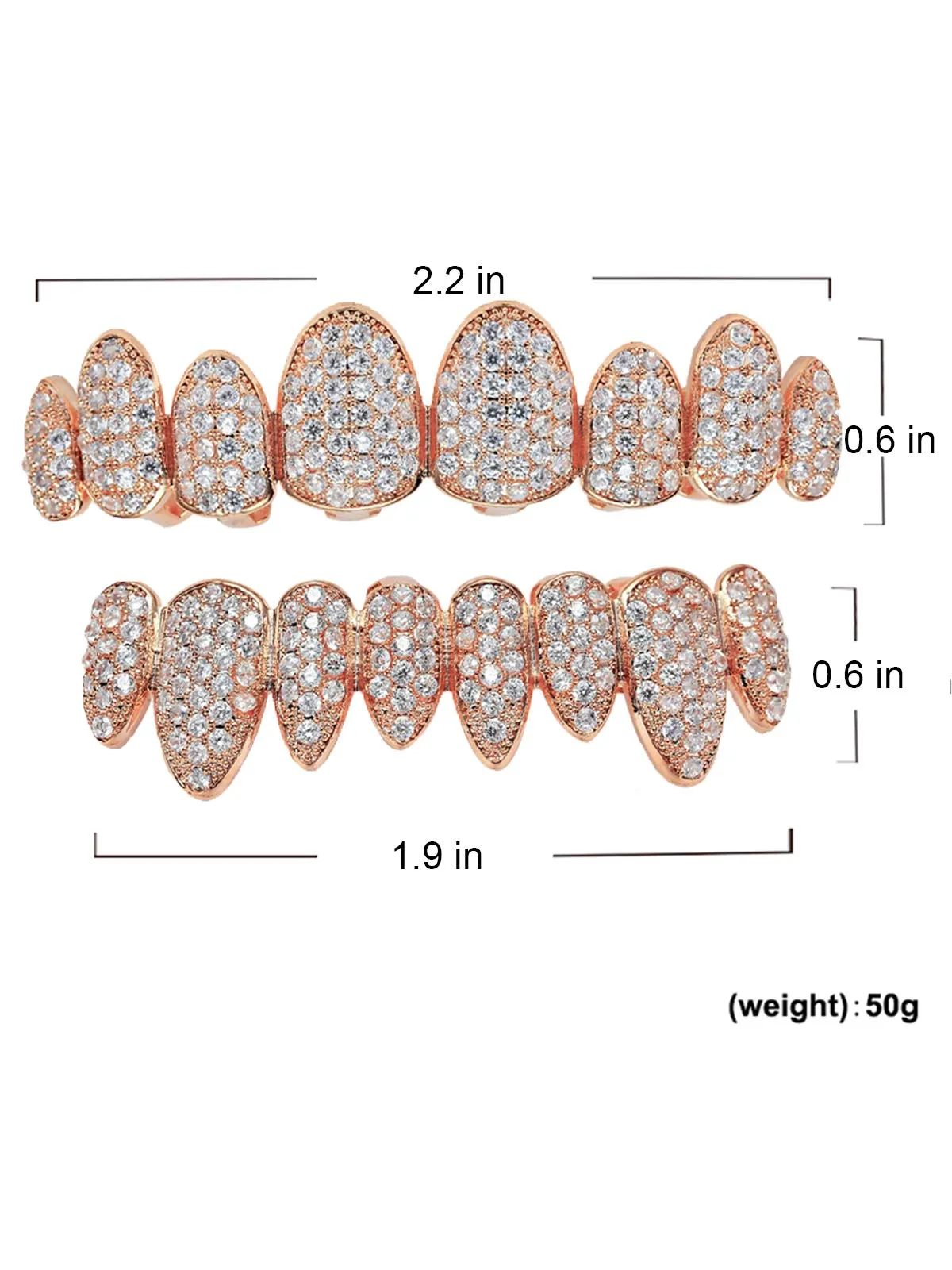 TSANLY Gold Grillz - Set di griglie con pavé di denti placcati in oro 24 K, barre di stampaggio extra incluse + custodia + panno in microfibra, Oro, Bronzo - immagine 6