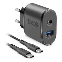 Caricabatterie USB Type-A, USB Type-C WALL CHARGER KIT 18W Power Delivery Black TEKITTRPDCCK - immagine 1