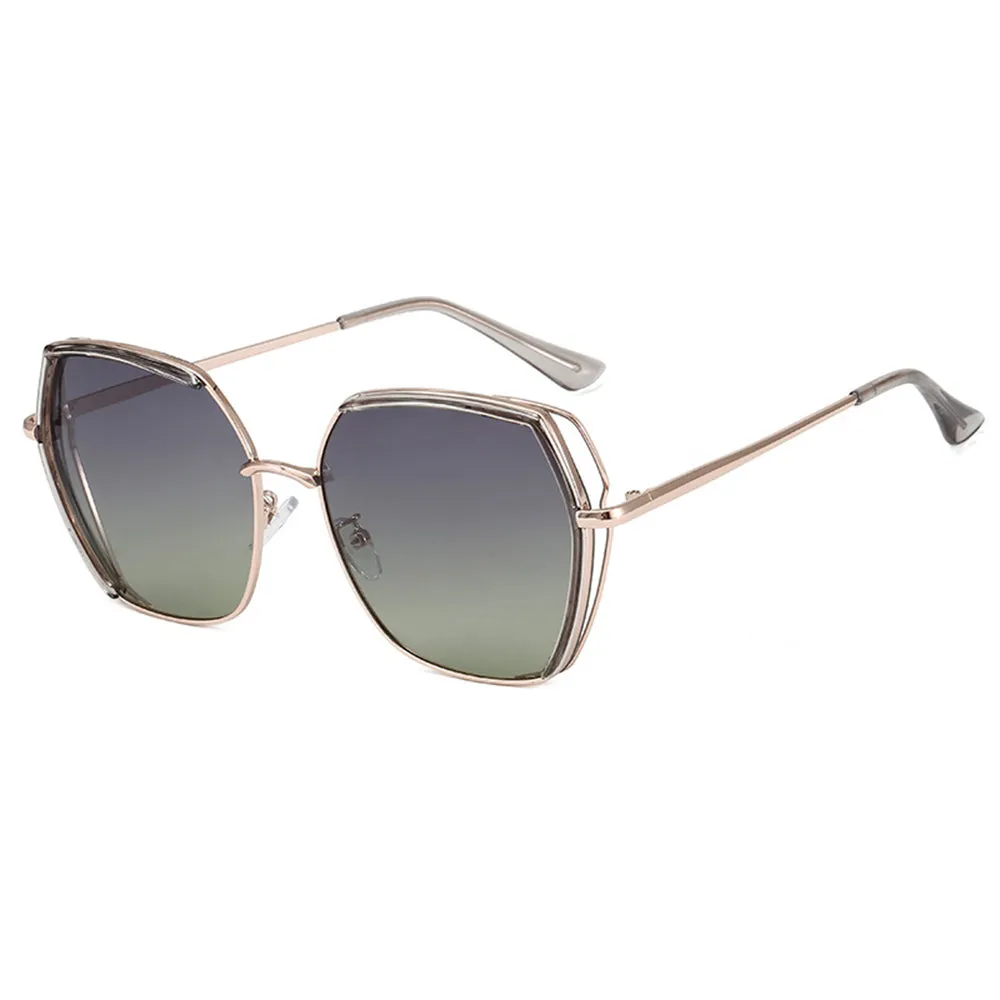 Occhiali da Sole Donna Techsuit 9768, Polarizzati, Protezione UV, Grigio Oro Verde - immagine 1