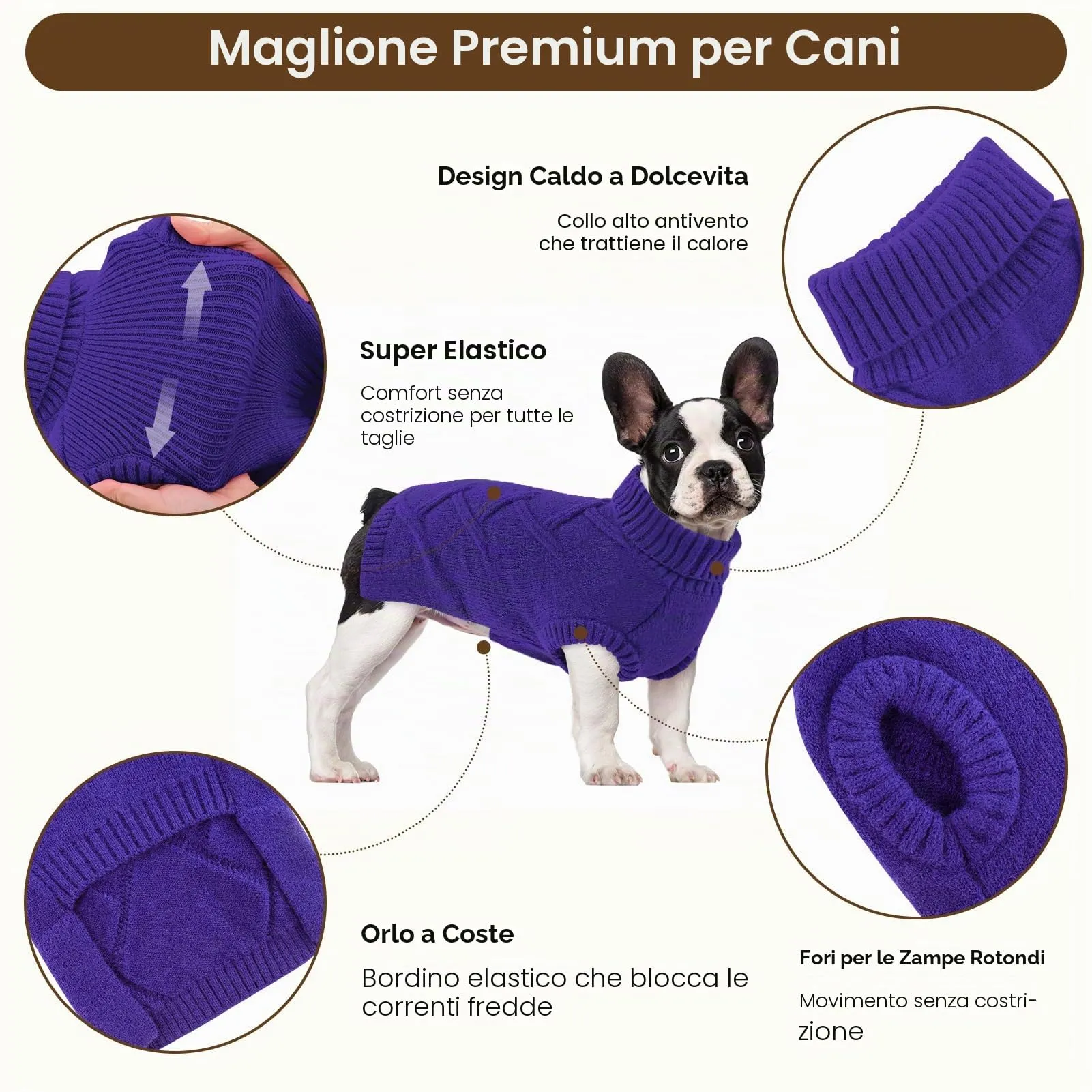 Queenmore Maglione Cane Medio Morbido e Caldo - Cappotto per Cani Medi - immagine 3