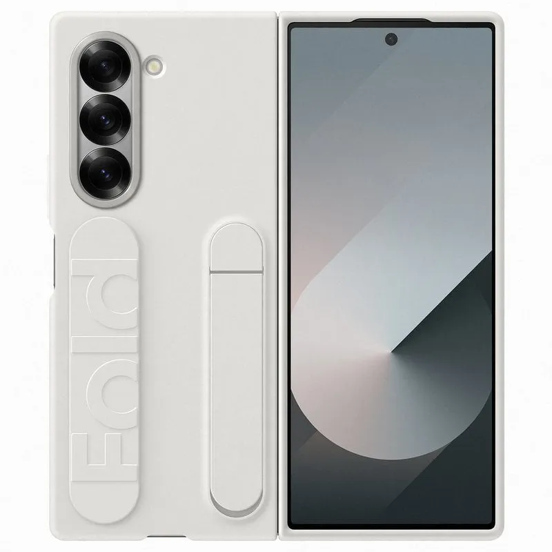 Custodia Samsung Galaxy Z Fold6 con supporto e impugnatura in bianco - immagine 1