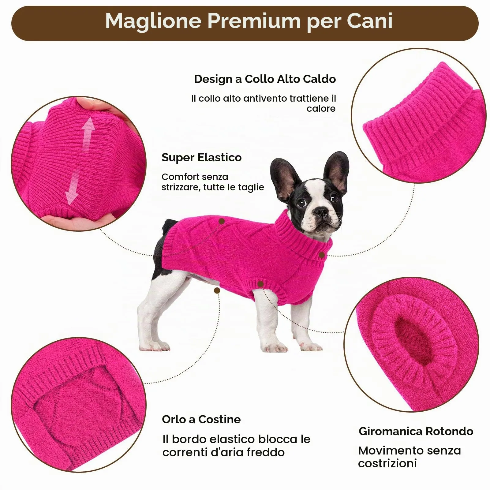 Queenmore Maglione Cane Medio Elasticizzato e Caldo - Maglioncino per Cani - immagine 3
