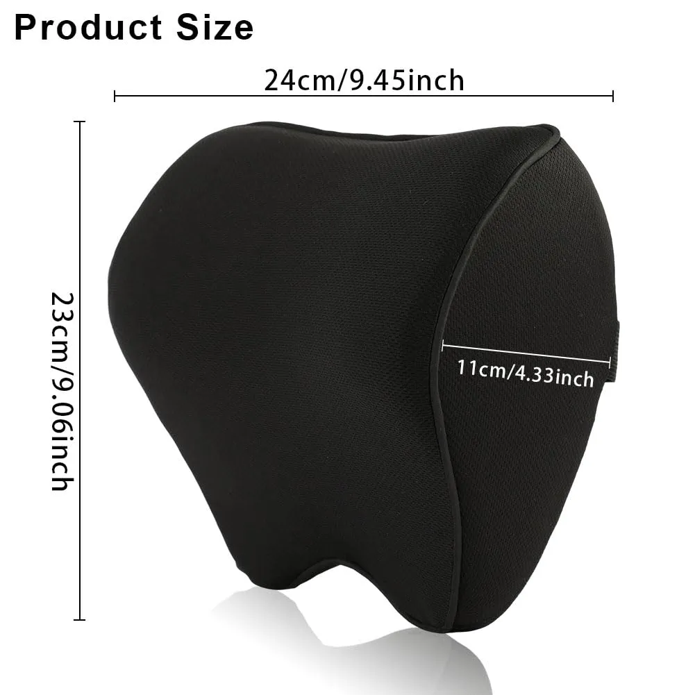Alaoo 1pcs Cuscino Poggiatesta Auto, Nero Con Finiture Nero - immagine 2