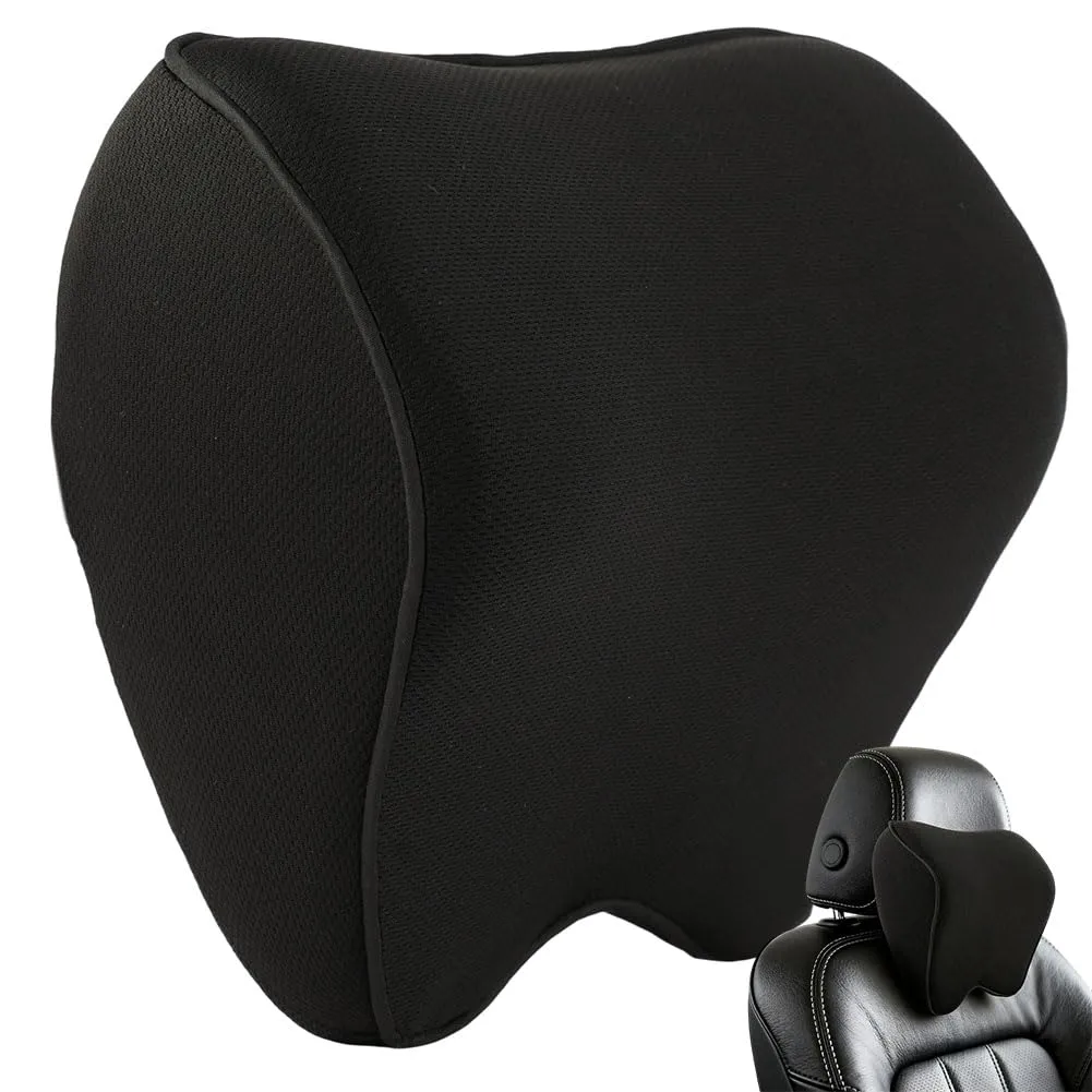 Alaoo 1pcs Cuscino Poggiatesta Auto, Nero Con Finiture Nero - immagine 9