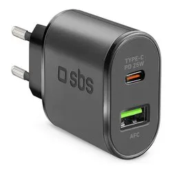 Caricabatterie USB Type-A, USB Type-C WALL CHARGER 25W Power Delivery Black TETRPD25W - immagine 1