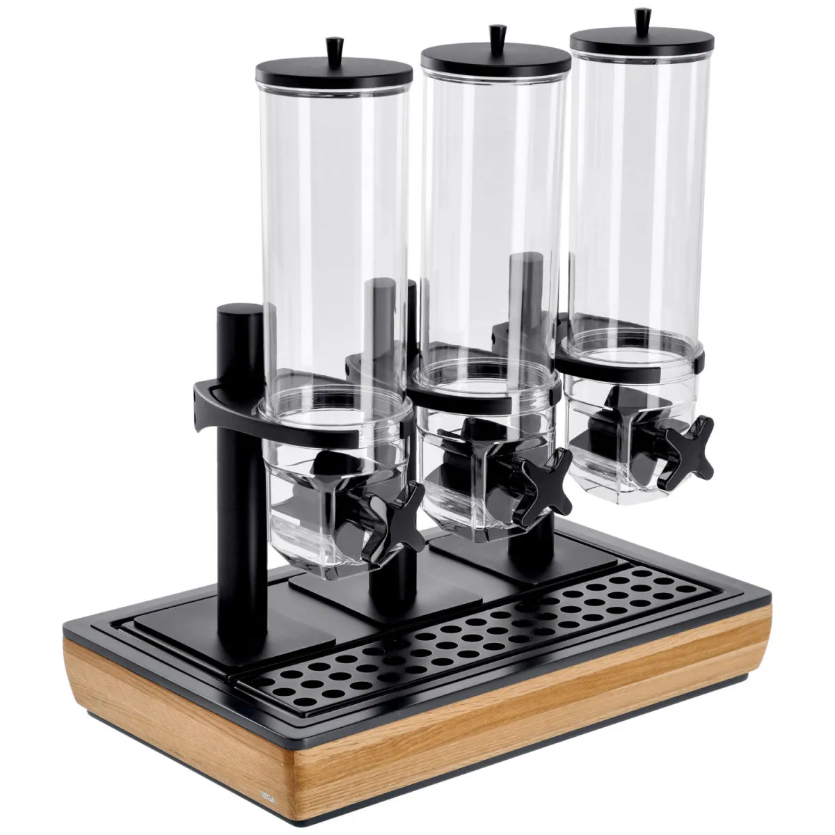 VEGA Dispenser cereali Montana triplo, GN 1/1, 3x 4l; GN 1/1, 57x36.5x50.5 cm (LxLxH); quercia/trasparente/nero; rettangolare - immagine 1
