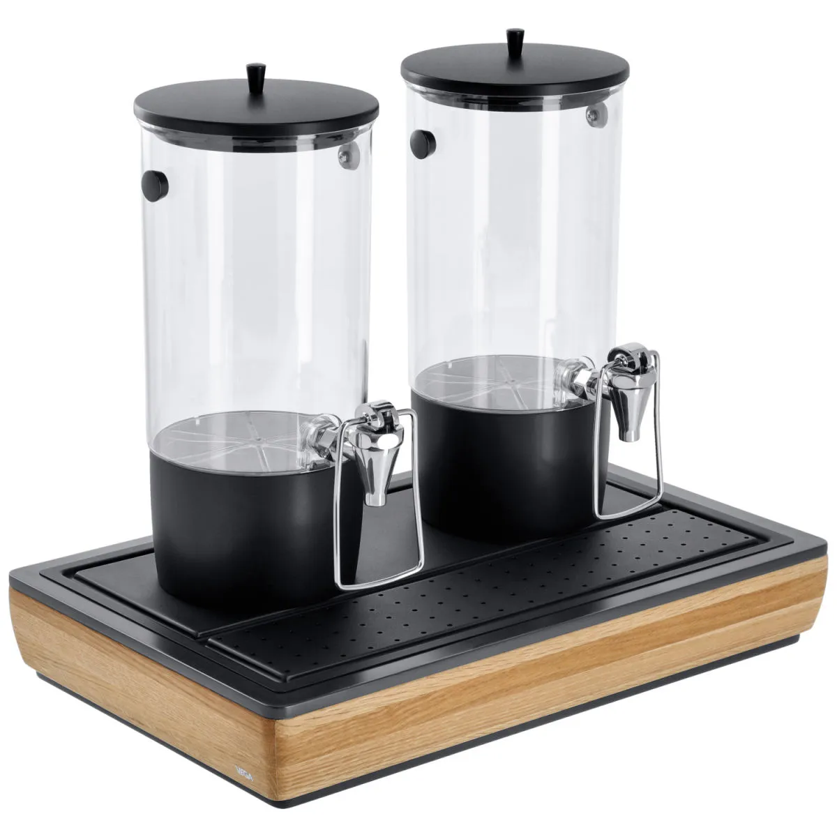 VEGA Dispenser per succhi Montana doppio, GN 1/1, 2x 4l; 55.4x35.2x53 cm (LxLxH); quercia/trasparente/nero - immagine 1