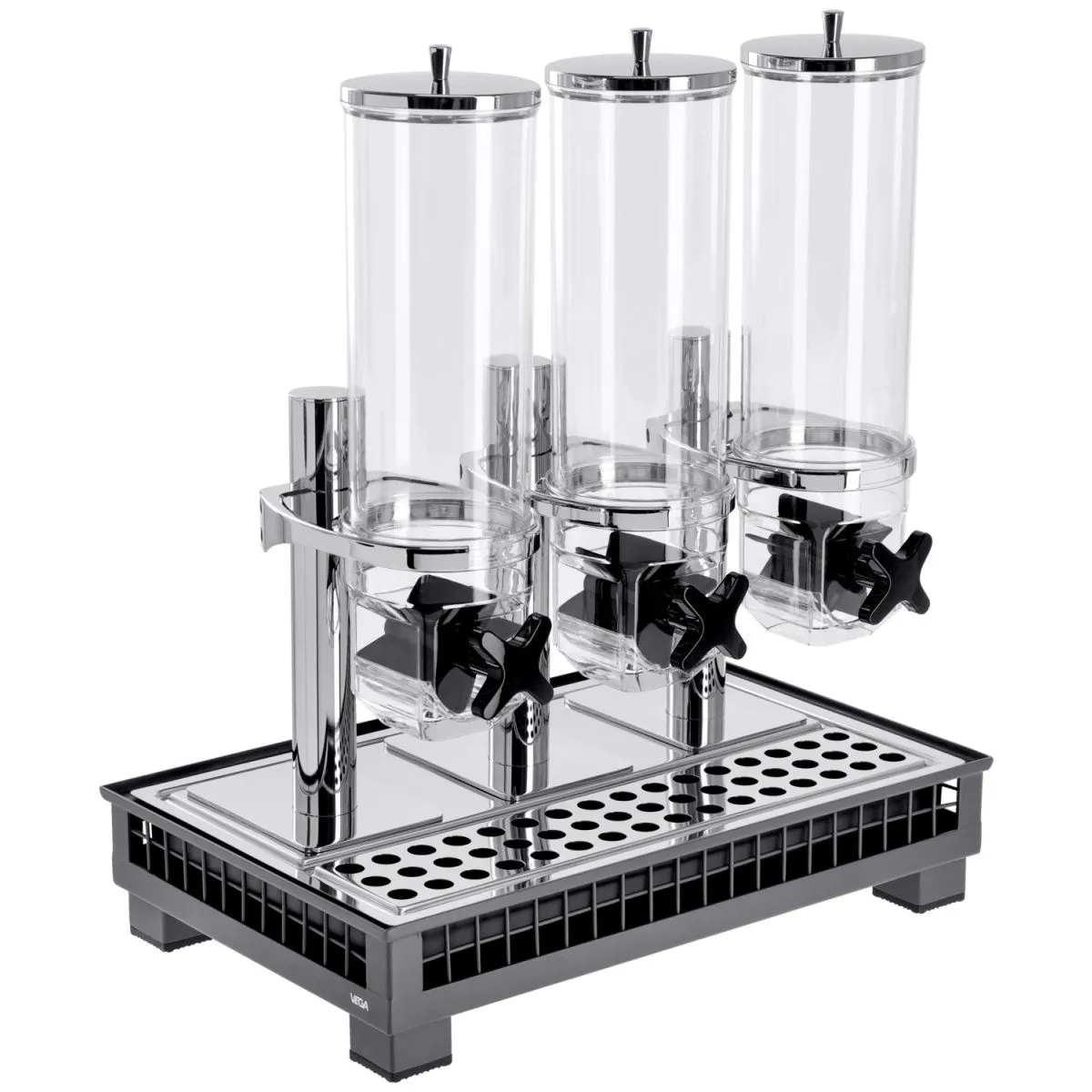 VEGA Dispenser cereali Portland triplo, GN 1/1, 3x 4l; GN 1/1, 55.4x35.2x53 cm (LxLxH); antracite/trasparente/acciaio inox; rettangolare - immagine 1