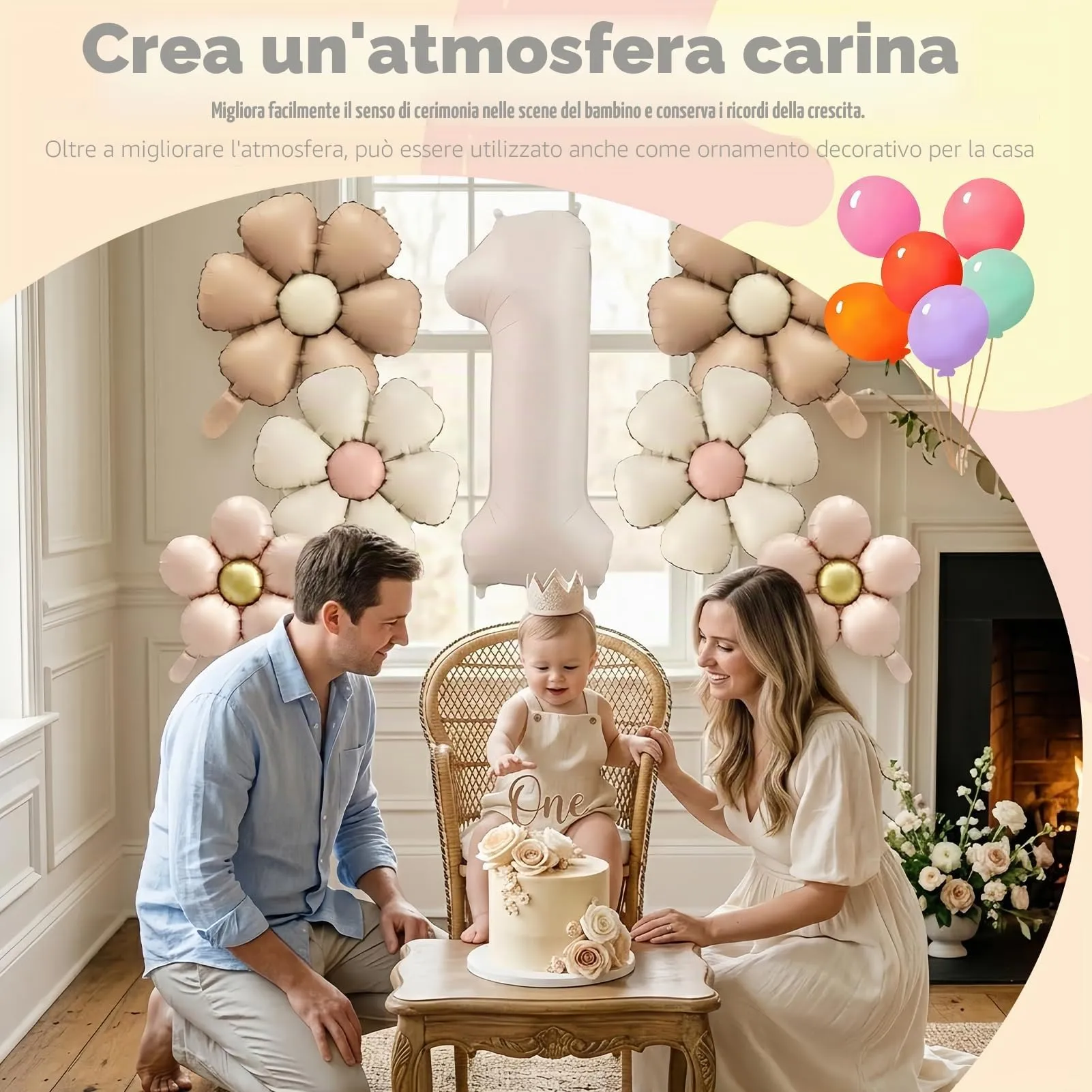 7 Pezzi Palloncini Compleanno 1 Anno Bimba, Palloncino Foil Margherita - immagine 6