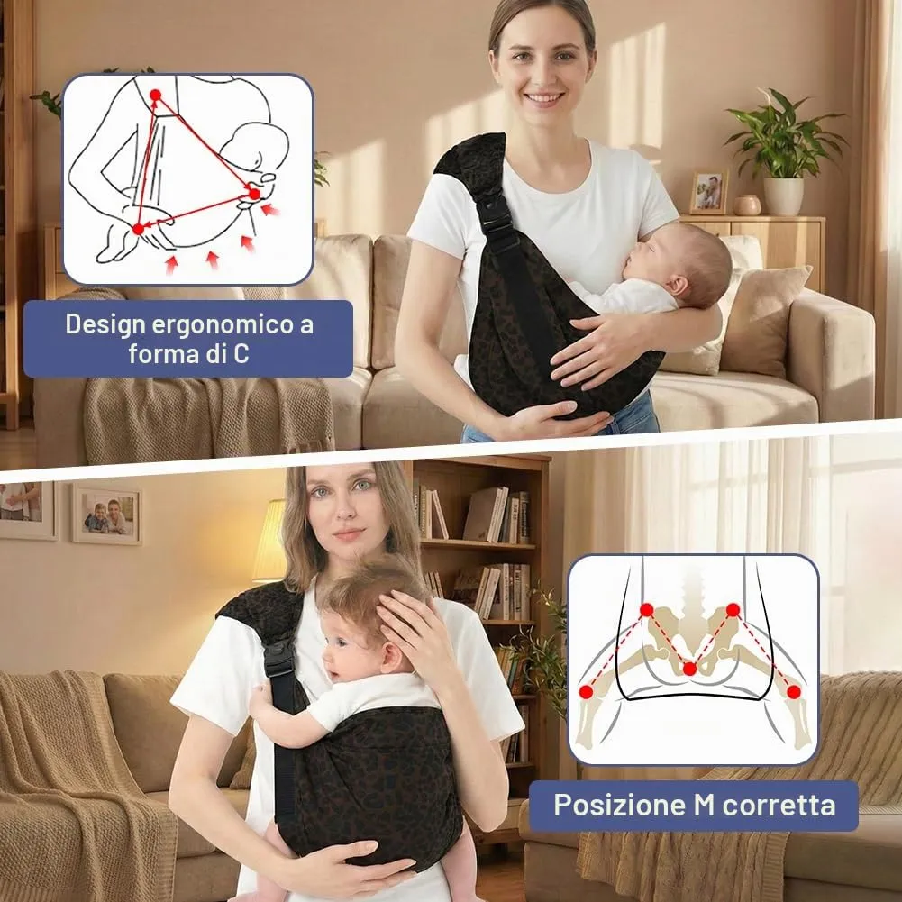 AYESY Marsupio Neonato 3-24 Mesi,Marsupio Neonato Regolabile con fibbia,Ergonomico,Marsupios Laterale,Facile da Indossare,Marsupios Bambino Fino a 20 Kg,Tripla protezione,per Dormire Viaggi - immagine 5