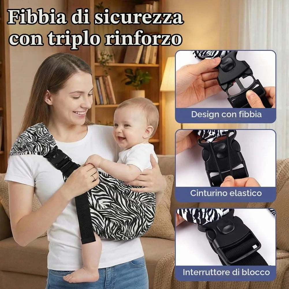 AYESY Marsupio Neonato 3-24 Mesi,Marsupio Neonato Regolabile con fibbia,Ergonomico,Marsupios Laterale,Facile da Indossare,Marsupios Bambino Fino a 20 Kg,Tripla protezione,per Dormire Viaggi - immagine 4