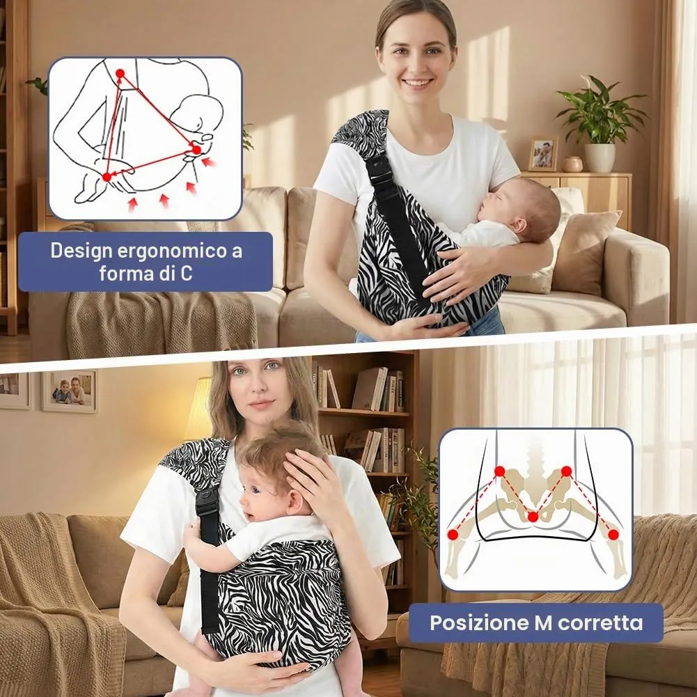 AYESY Marsupio Neonato 3-24 Mesi,Marsupio Neonato Regolabile con fibbia,Ergonomico,Marsupios Laterale,Facile da Indossare,Marsupios Bambino Fino a 20 Kg,Tripla protezione,per Dormire Viaggi - immagine 5