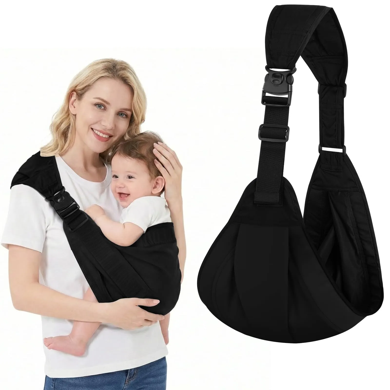 AYESY Marsupio Neonato 3-24 Mesi,Marsupio Neonato Regolabile con fibbia,Ergonomico,Marsupios Laterale,Facile da Indossare,Marsupios Bambino Fino a 20 Kg,Tripla protezione,per Dormire Viaggi - immagine 1