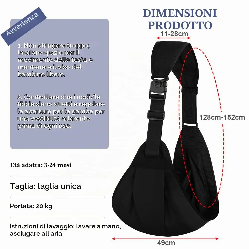 AYESY Marsupio Neonato 3-24 Mesi,Marsupio Neonato Regolabile con fibbia,Ergonomico,Marsupios Laterale,Facile da Indossare,Marsupios Bambino Fino a 20 Kg,Tripla protezione,per Dormire Viaggi - immagine 2