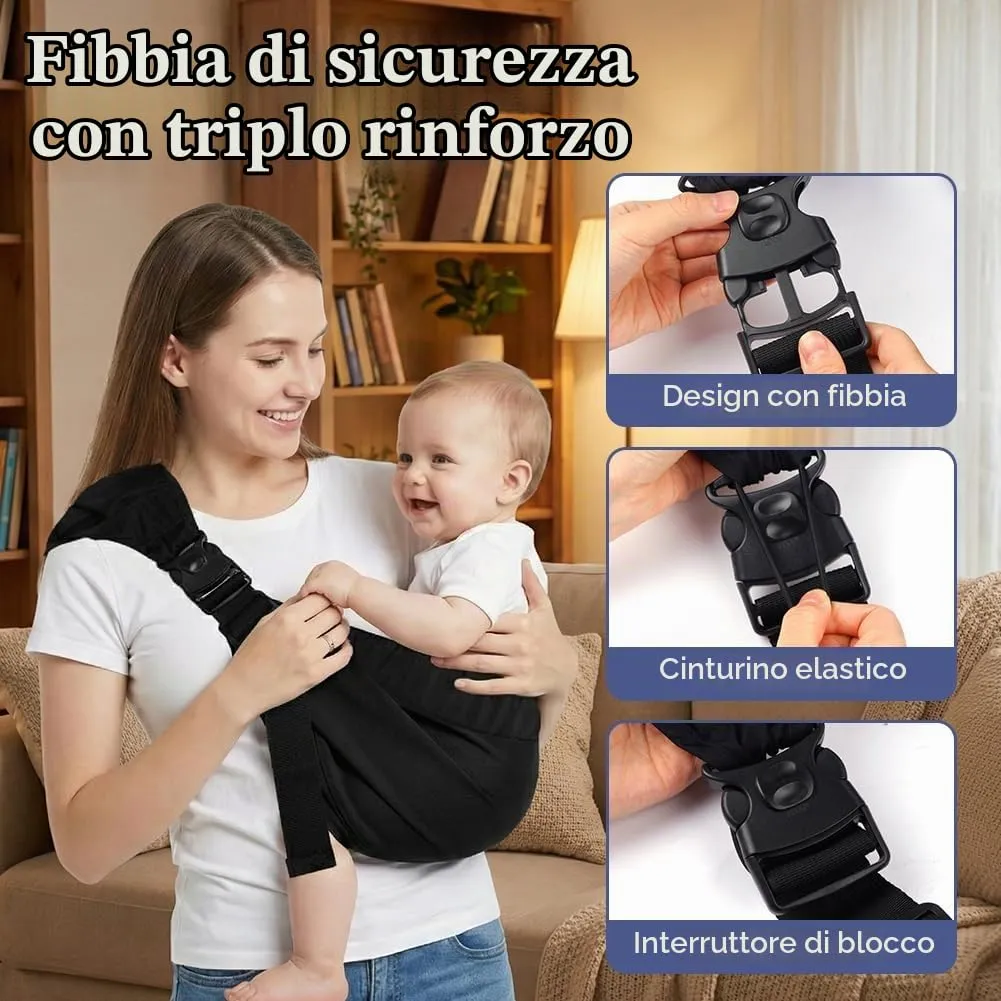AYESY Marsupio Neonato 3-24 Mesi,Marsupio Neonato Regolabile con fibbia,Ergonomico,Marsupios Laterale,Facile da Indossare,Marsupios Bambino Fino a 20 Kg,Tripla protezione,per Dormire Viaggi - immagine 4