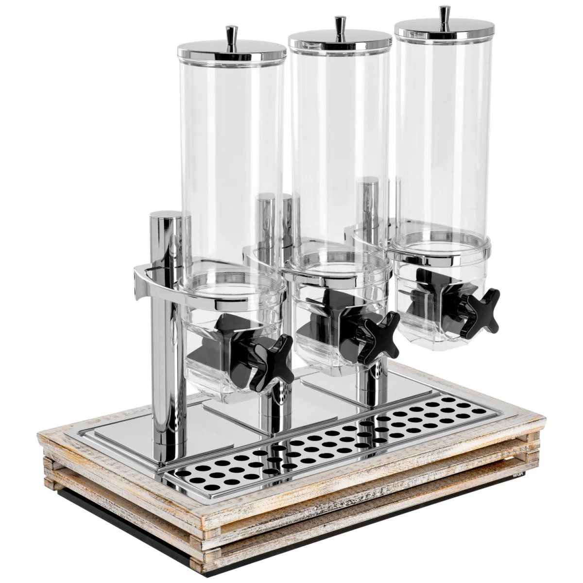 VEGA Dispenser cereali Natchez triplo, GN 1/1, 3x 4l; GN 1/1, 57.5x37x65 cm (LxLxH); bianco vintage/trasparente/acciaio inox; rettangolare - immagine 1