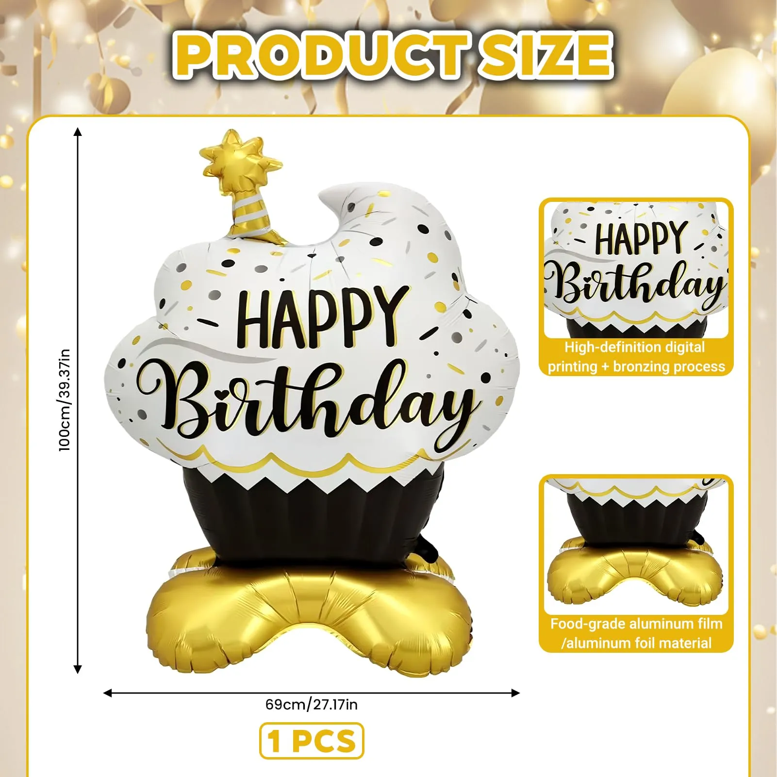 Palloncino in Pellicola Happy Birthday Torten XXL - immagine 2
