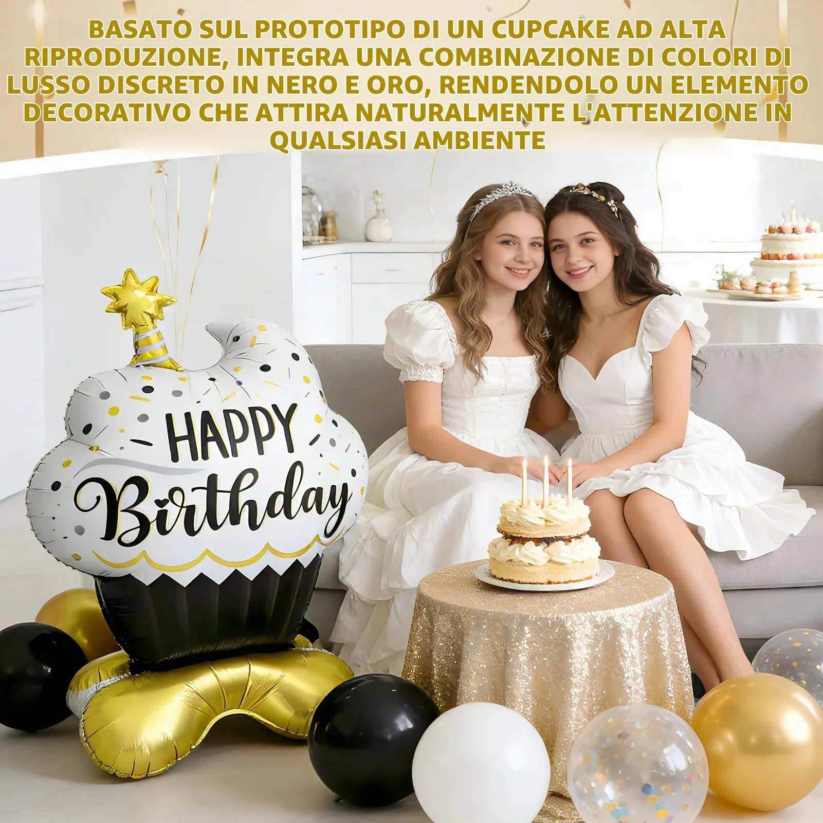 Palloncino in Pellicola Happy Birthday Torten XXL - immagine 4