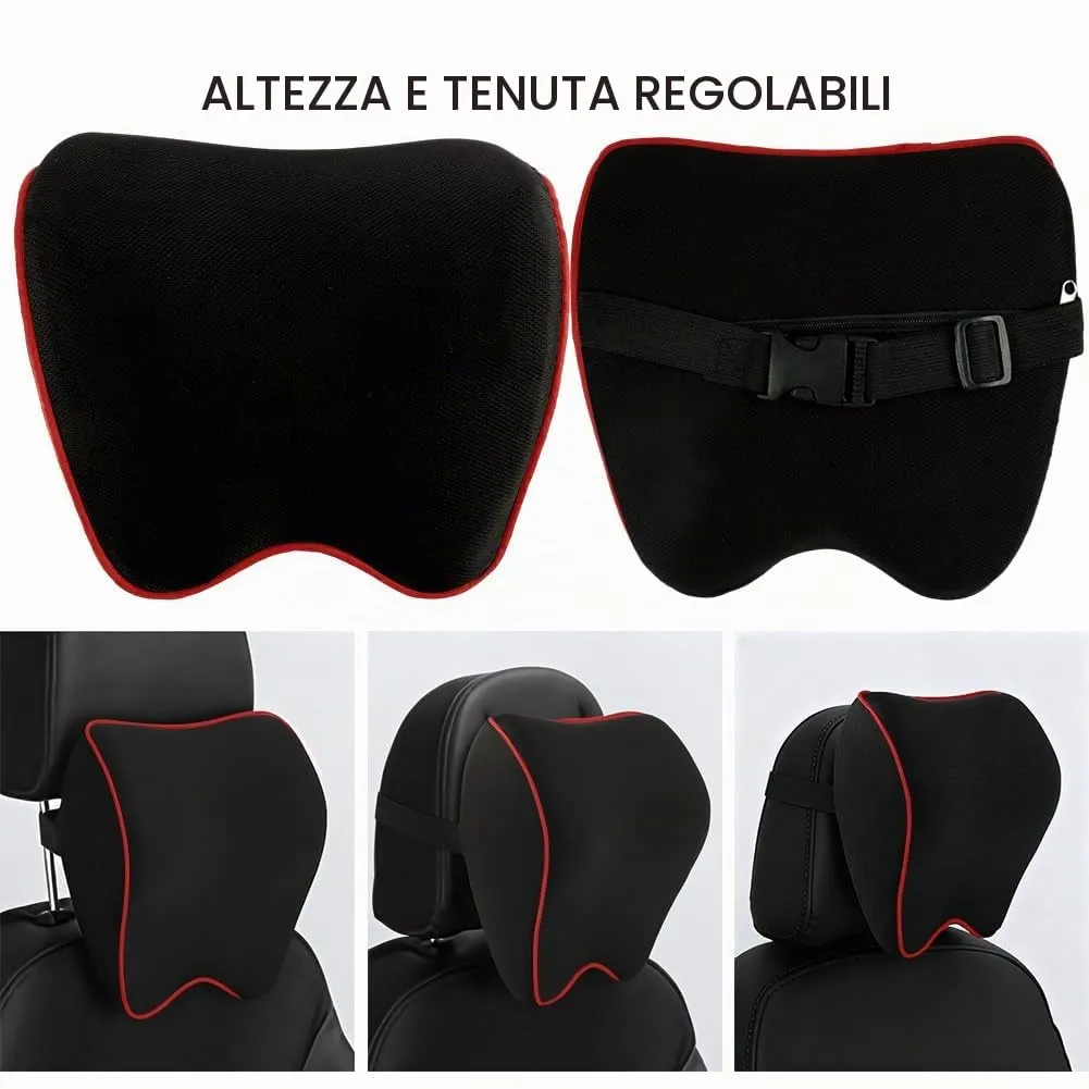 Alaoo 1pcs Cuscino Poggiatesta Auto, Nero Con Finiture Rosse - immagine 7