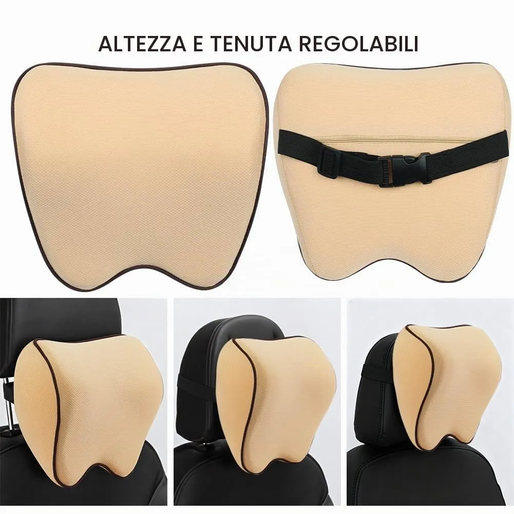 Alaoo 1pcs Cuscino Poggiatesta Auto, Beige con Finiture Rosse - immagine 7