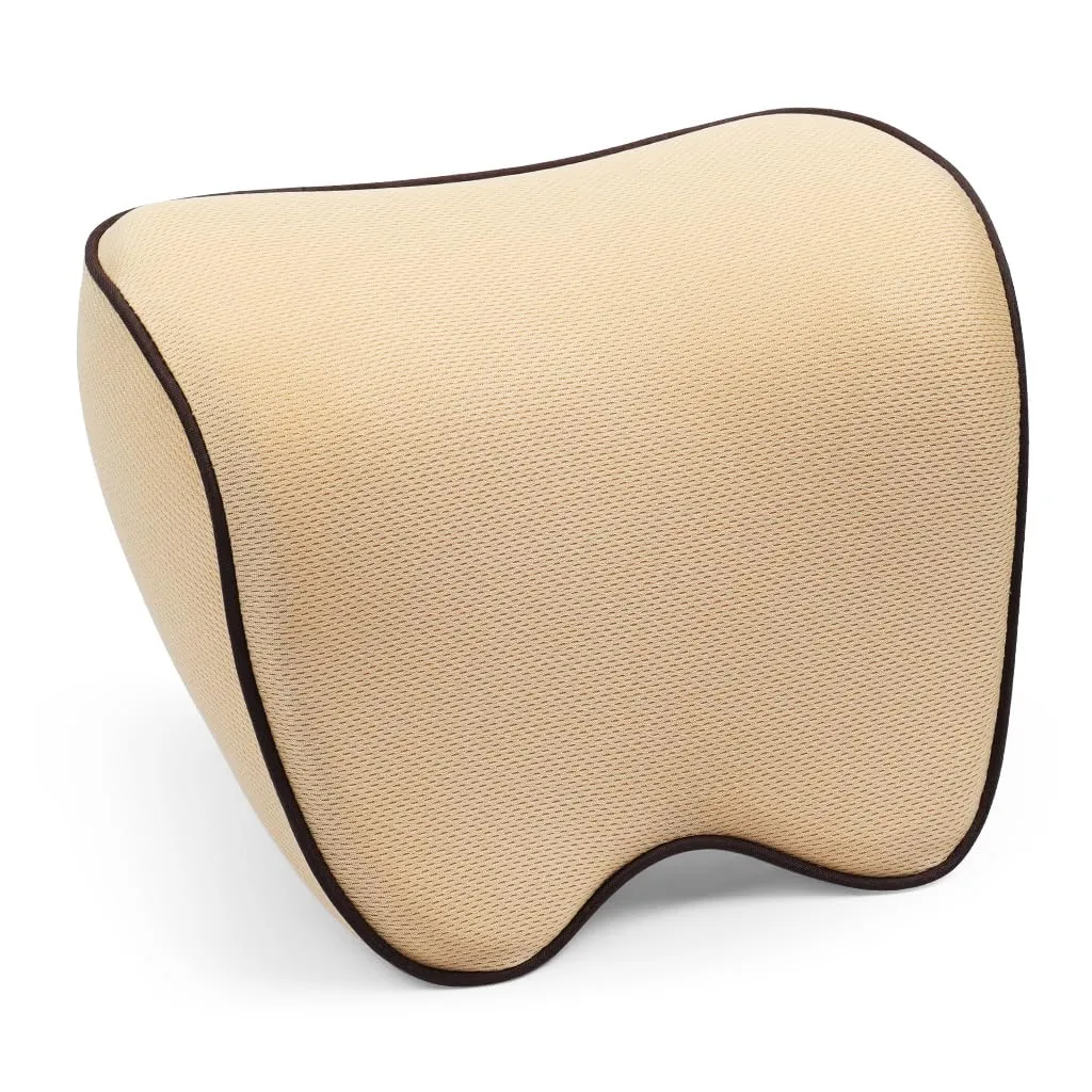 Alaoo 1pcs Cuscino Poggiatesta Auto, Beige con Finiture Rosse - immagine 9