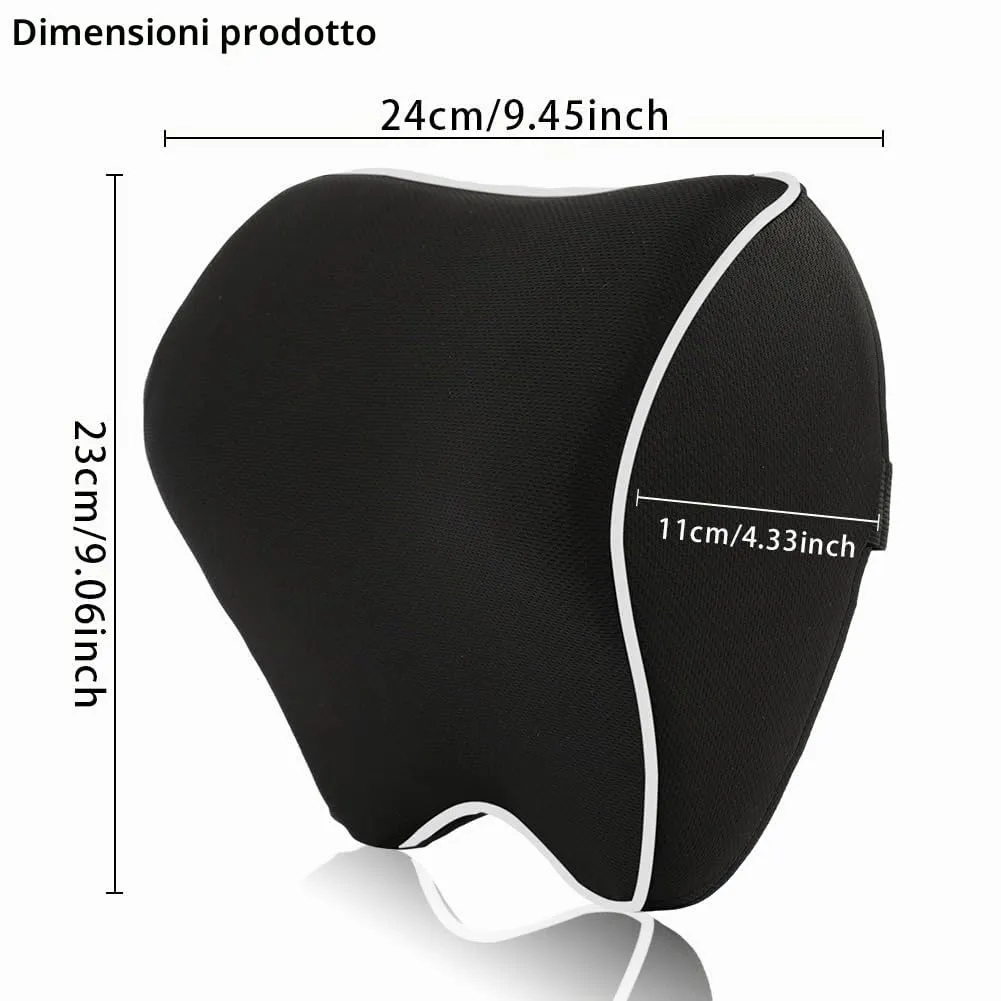 Alaoo 1pcs Cuscino Poggiatesta Auto, Nero Con Finiture Bianche - immagine 2