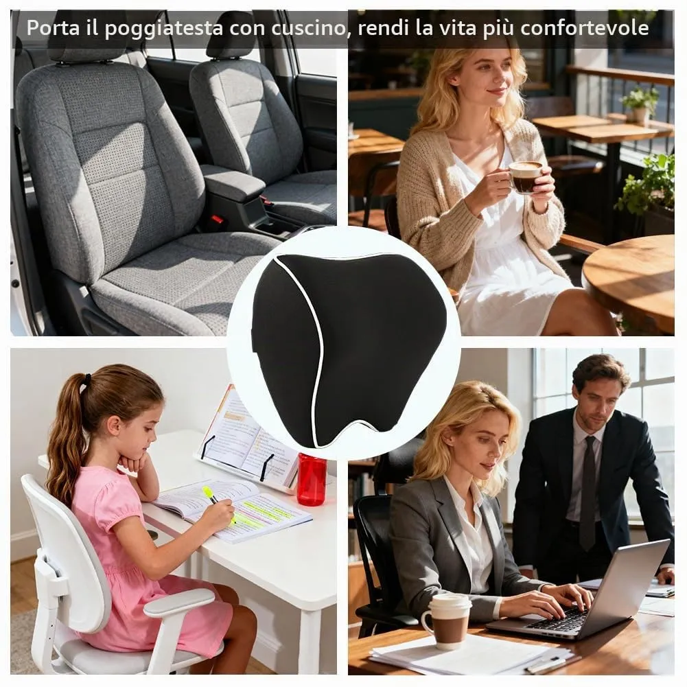 Alaoo 1pcs Cuscino Poggiatesta Auto, Nero Con Finiture Bianche - immagine 8