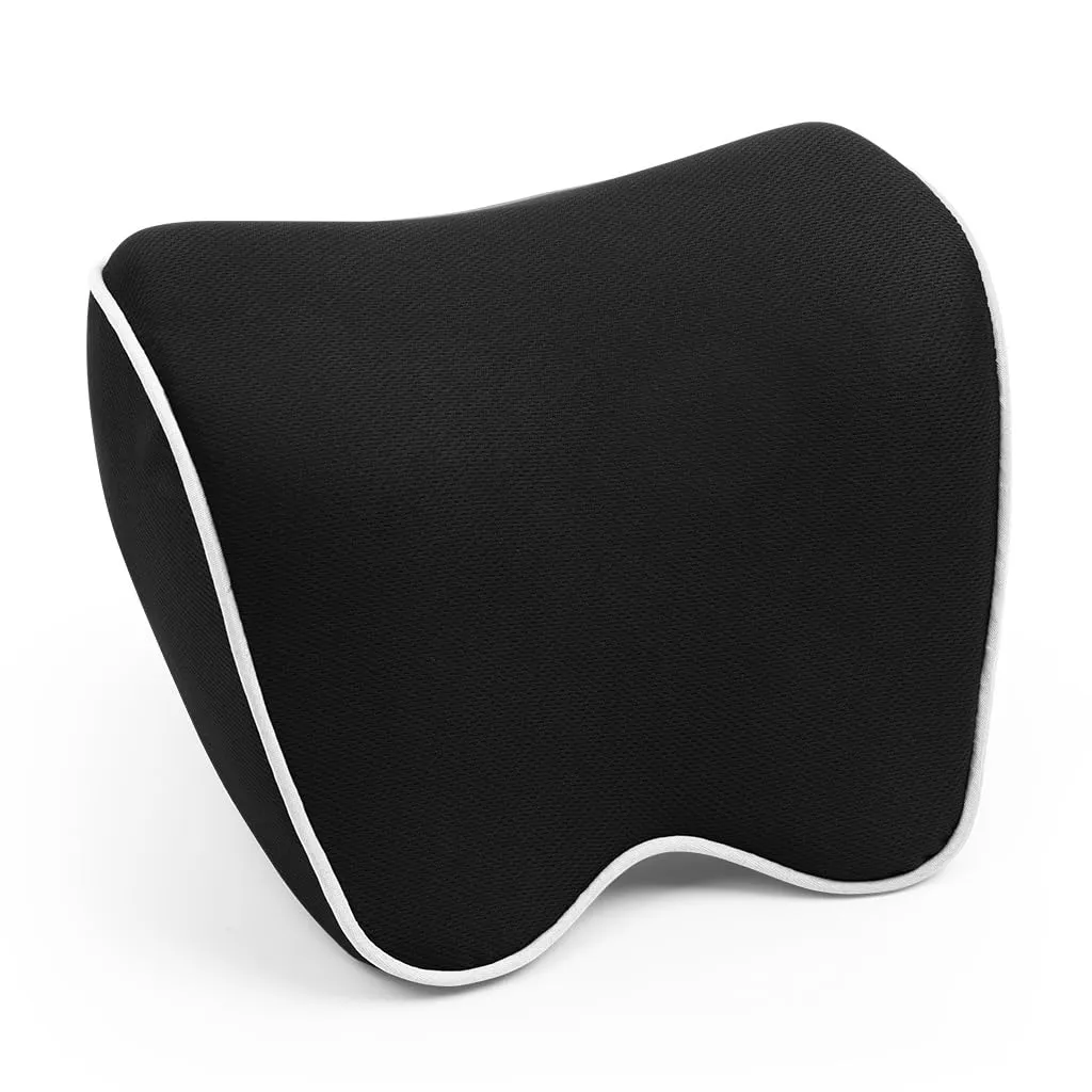 Alaoo 1pcs Cuscino Poggiatesta Auto, Nero Con Finiture Bianche - immagine 9