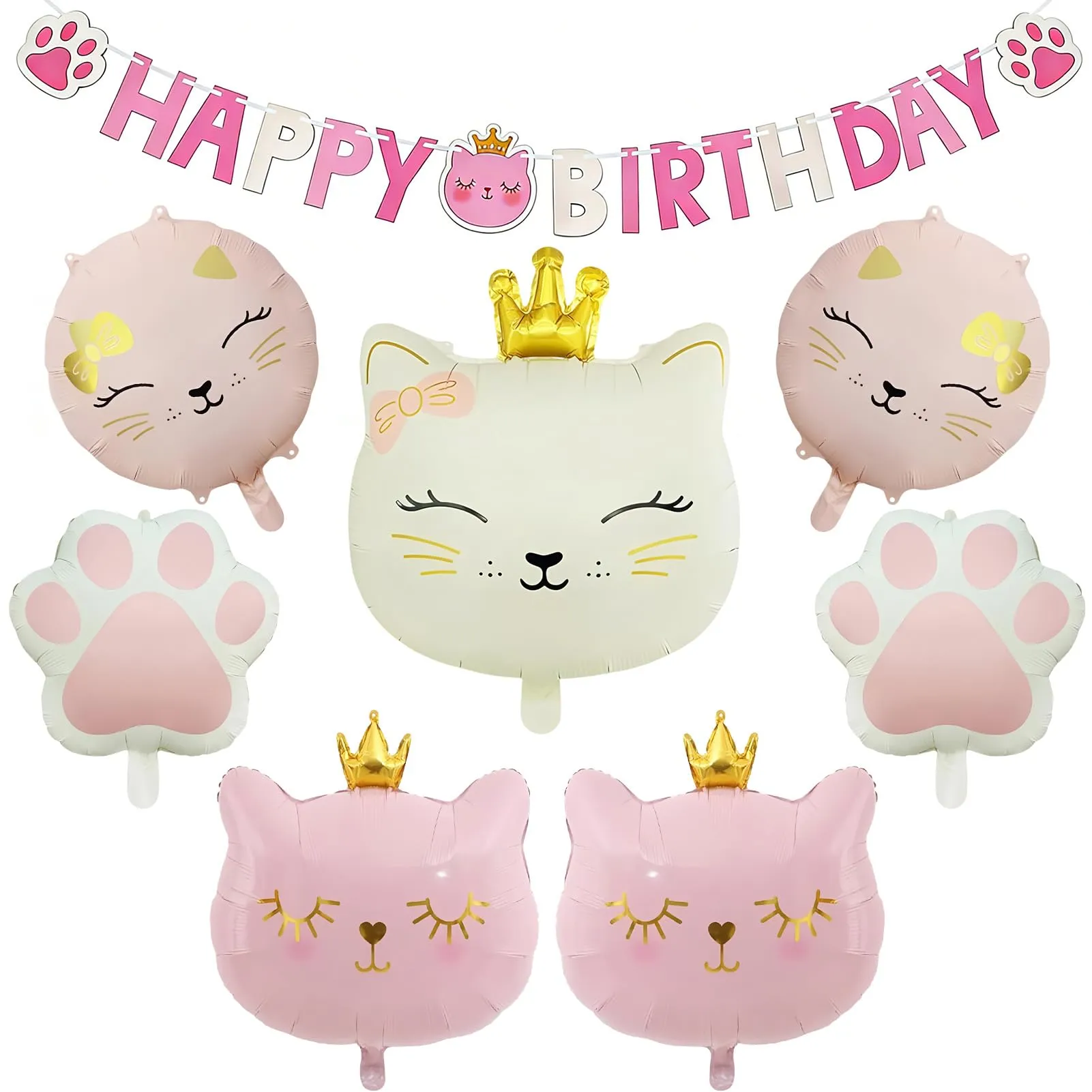 8 Pezzi Palloncino di Gatto, Gatto Compleanno Decorazioni Palloncini - immagine 1