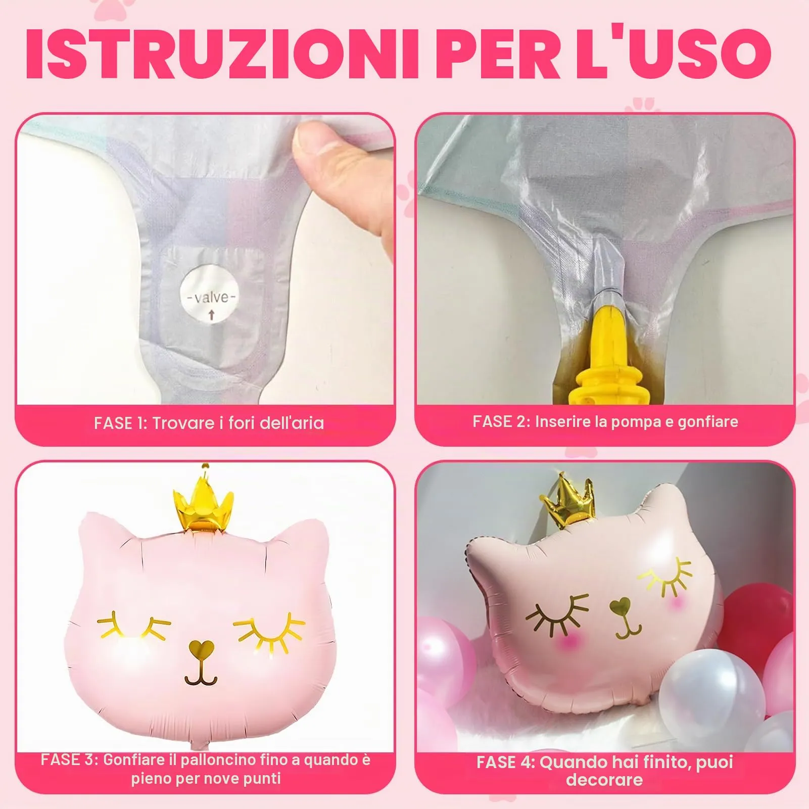 24 Pezzi Palloncini Gatto Compleanno, Corone di Gatti Palloncini - immagine 3