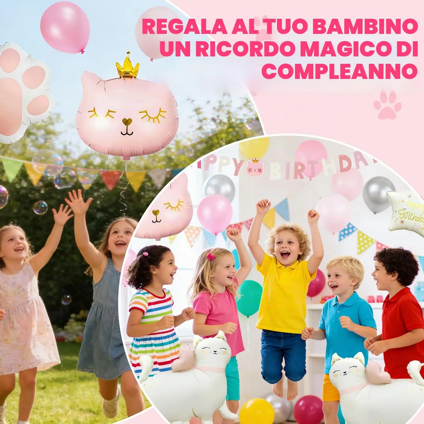 24 Pezzi Palloncini Gatto Compleanno, Corone di Gatti Palloncini - immagine 7