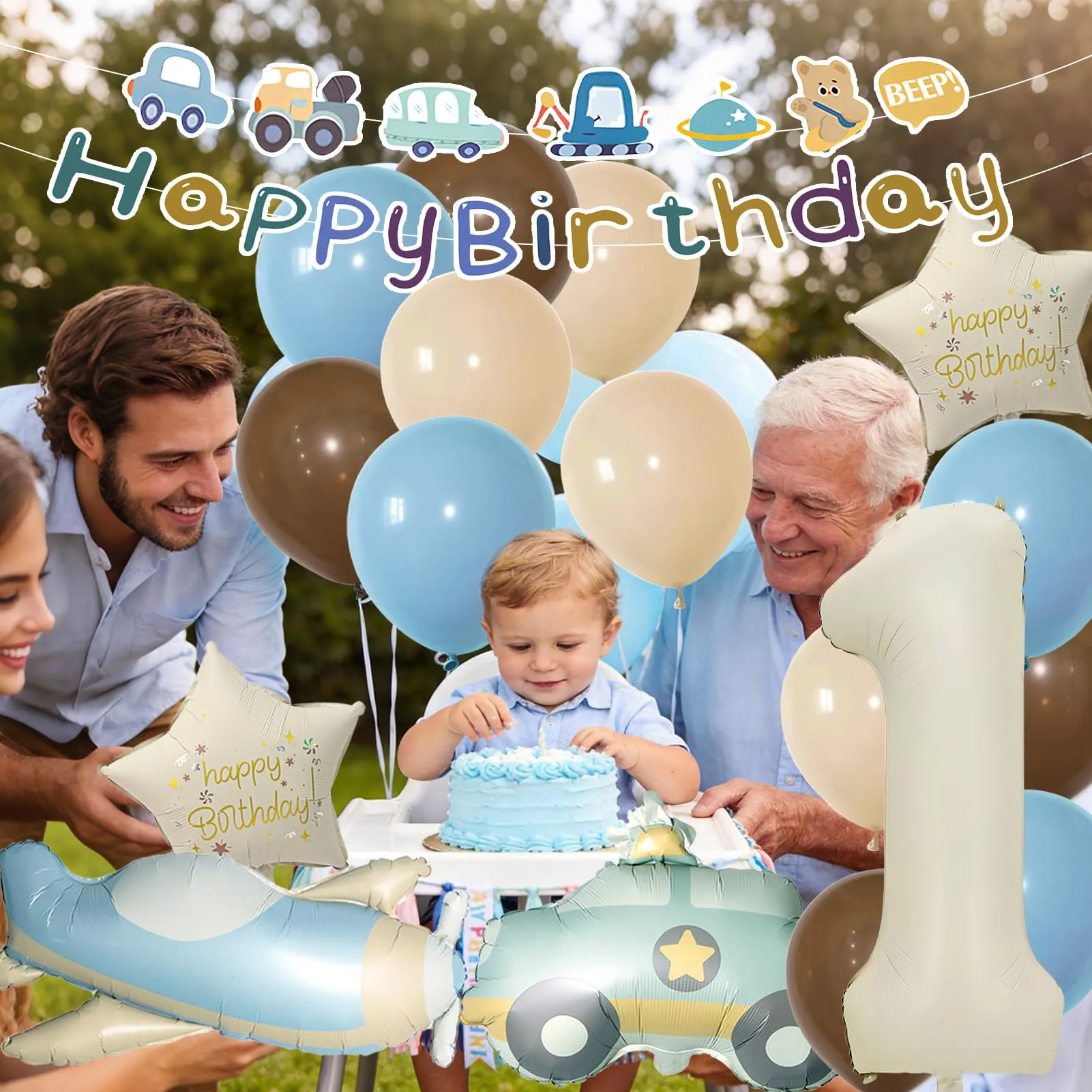 Palloncini Compleanno 1 Anni Bambino 18 Pezzi, Palloncini Auto Aerei 1 anni - immagine 5